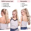 Hairro Ponytail Hair Extensions Claw Clip In Ponytails Jaw On Ponytail Extensions 100% Real Human Hair Long Straight Jaw/Claw Clips Pony Tail Hairpieces For Women 14 Inch 105g #02 Dark Brown