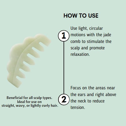Mount Lai | Hand-Carved Natural Jade Massaging Gua Sha Comb | Gua Sha Jade Comb Scalp Massager and Gua Sha Scraping Tool | Balances and Cools Scalp, Promotes Relaxation and Blood Circulation