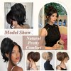 SEGO Claw Clip Messy Bun Hair Piece Short Ponytail Extension With 4 Bendable Metals DIY Synthetic Fake Hair Bun For Women 8 Inch-#10B Medium Brown
