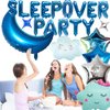 47 Pieces Sleepover Party Decoration Blue Sleepover Birthday Party Balloons Banner Cute Moon Star for Kids Boys Girls Pajamas Slumber Party Night Out Party Decoration (Black)