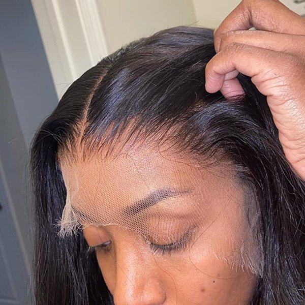 WOWANGEL 13x6 SKINLIKE Real HD Lace Front Wig Human Hair Pre Plucked, 250% Density Straight Extremely-thin HD Lace Front Wig Clean Self Growing Hairline Invisible Knots Brazilian Remy Hair 18 Inch