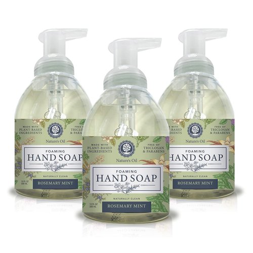 Nature's Oil Foaming Hand Soap, Rosemary Mint, 10 Fluid Ounces (3 Pack)