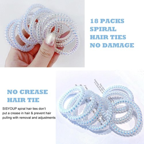 Spiral Hair Ties, Cute Ponytail Holders Coil Hair Ties No Damage for Thin Hair Telephone Wire Hair Bands Accessories for Women Girls No Crease Rubber Phone Cord Hair Tiesfor Scrunchies (Small)