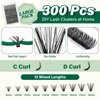 DIY Lash Extension Kit KEYYOU 300Pcs Individual Eyelash Extension Kit 40D 0.07D Curl 9-18MIX Lash Clusters Kit with Lash Glue Remover Applicator Easy to Use for Beginners(Kit-40D-0.07D,9-18MIX)