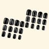 Acrylic Press on Nails Short Square Fake Nails Black Full Cover Glue on Nails White Crack Designs False Nails Press ons Glossy Artificial Stick on Nails for Women & Girls 24Pcs