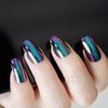Super Holographic Blue Purple Coffin Nails Mirror Chrome Square Ladies Fake Nails Quality Tips for fingers Z905