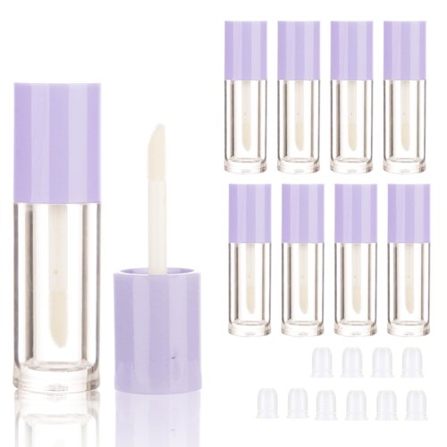 COSIDEA 10PCS Empty Purple Mini Lip Gloss Tubes 2.5ml 0.08 OZ lipgloss Tube with Wand Applicator for Lip oil tint bottles container