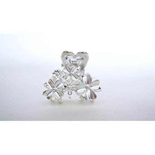 Generic Small mini light silver metal daisy flower hair claw clip