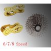 ZHIQIU 5 Pairs Bike Chain Quick Missing Link for 1/6/7/8/9/10/11/12 Speed Chain Reusable Steel Bike Chain Link Silver，Rainbow&Gold (6,7,8 Speed, Gold, 5)