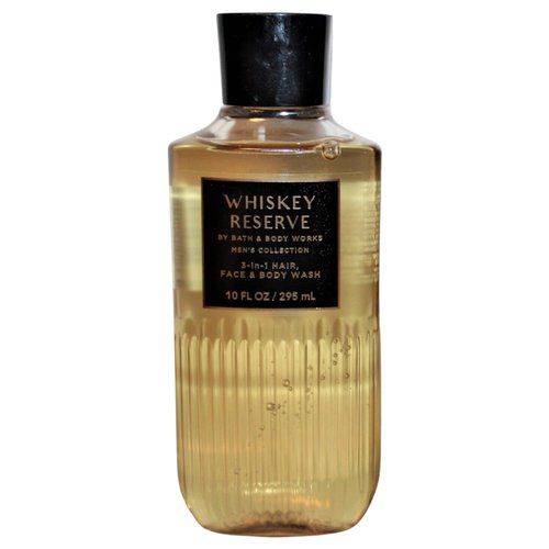 Shower Bathing Gift Set Bundle with 10 ounce Bath and Body Works Shower Gel Soap & Loofah Pouf Sponge - Gift, Birthday, Mother's Day (Whiskey Reserve)