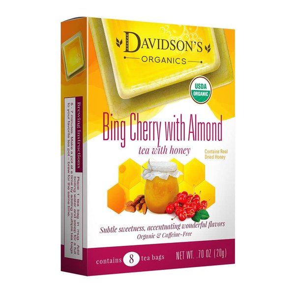 Davidson's Organics, Bing Cherry with Almond, 8-count Tea Bags, Pack of 12