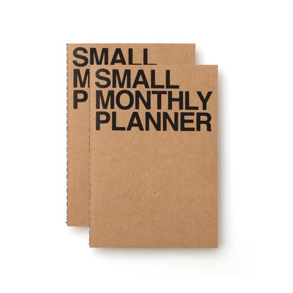 JSTORY Small Monthly Planner Set of 2 Stitch Bound Flat Lay Compact Handy Year Round Flexible Cover Goal/Time Organizer Thick Paper Eco Friendly Customizable A6 16 Months 18 Sheets Each Kraft