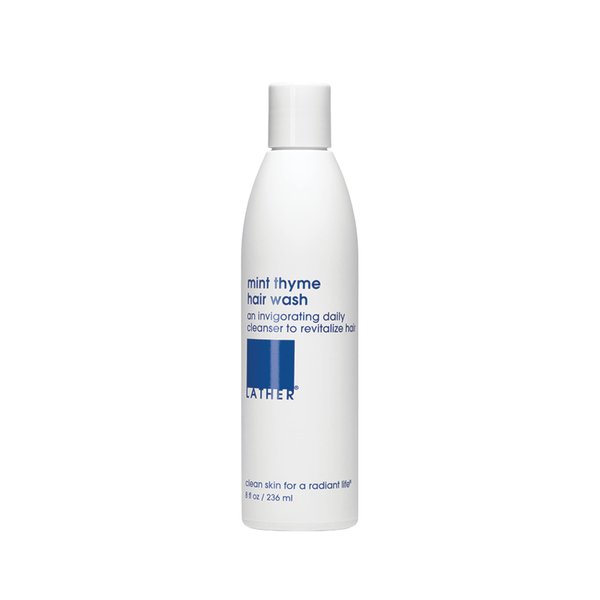 LATHER Mint Thyme Shampoo Hair Wash - Invigorating Sulfate-Free Gentle Shampoo - Natural Shampoo With Peppermint Oil, Green Tea, Mint & Thyme - 8 Oz Bottle