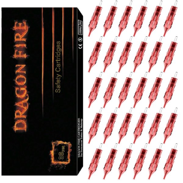 DRAGONDFIRE Tattoo Cartridge Needles # 10 Bugpin Round Liner 30Pcs with Membrane Safety Cartridges Disposable Tattoo Needle for Tattoo Pen(1011RL)