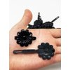 Tara Girls Super Cute Self Hinge Plastic Mulit Design Hair Barrettes Selection. 18 pc N.Sunflower(Black). Flower size 1.25 inch * 1.25 inch