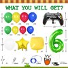 109PCS Red Blue Yellow Green Balloon Garland Arch Kit with and Question Mark Block Balloon, King Boo balloon, Super Star Balloons and for Video Game Mario Theme 6th Birthday Party Decorations