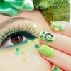 10 Sheets St. Patrick's Day Nail Art Stickers 3D Self-Adhesive Nail Decals and 12 Grids Shamrock Glitter Nail Sequins Holographic Nail Sequins for St. Patrick's Day Decoration
