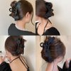 3Pcs Bow Claw Clip Black Hair Bow Hair Clips for Thick Thin Hair, Ribbon Bow Clips for Women Girls, Big Bows Hair Claws Non Slip Hair Styling Accessories Gifts