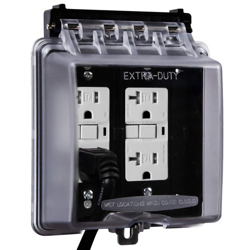 ENERLITES 2-Gang Weatherproof Outdoor Outlet Cover Extra-Duty in-Use Outlet Cover, Outdoor Decorator/GFCI Receptacle Outlets, 6.1” H x 5.2” W x 2.5” D, IUC2V-D, Clear