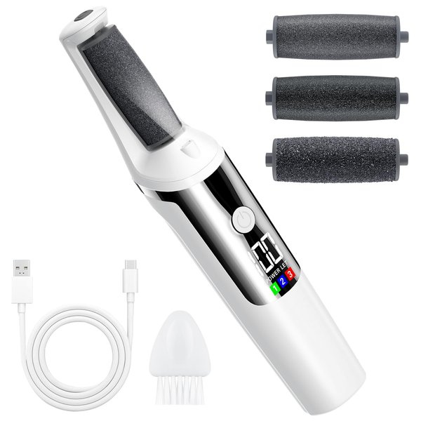 Smooth Pedicure Wand, Portable Foot Callus Remover, Electric Foot Callus Remover, Callus Razor for Dry Cracked Heels (White)