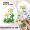 MJDDJA Bouquet Building Kits, 550 Pcs Mini Bricks Building Blocks Sets, Forever White Chrysanthemum Decorated Flower with Dust Cover, Womens Girlfriend Mom Gifts,Christmas,Mother's Day
