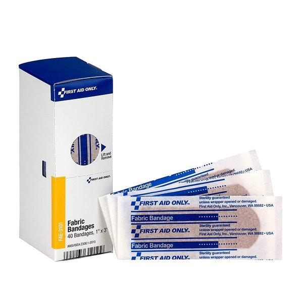 First Aid Only 1-010 Fabric Adhesive Light Woven Flexible Fingertip Bandage, 2 Length x 1-3/4 Width (Box of 10)