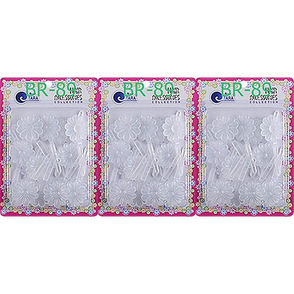 Tara Girls Self Hinge Multi Design Plastic Bow Hair Barrettes Selection Pack Of 3 (BR89)