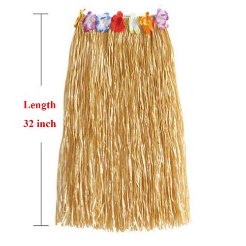 NEWCREATIVETOP 32" Adult's Flowered Luau Hula Skirts Pack of 3,Assorted Colors (Grass)