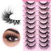 KAWAII False Eyelashes Fox Eye Fluffy Lashes 6D Volume Thick Crossed Long False Eyelahses dramatic cross Full Volume Strip Lashes Pack 10 Pairs