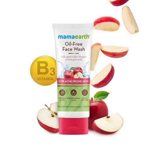 MAMAEARTH Oil Free Face Wash for Oily Skin, with Apple Cider Vinegar & Salicylic Acid for Acne-Prone Skin – 100 ml