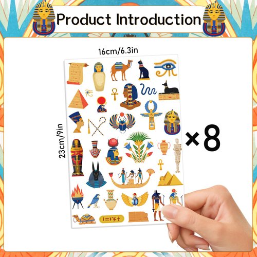 Gameza Ancient Egypt Temporary Tattoos - 240+ Egyptian Party Decorations Favors Ancient Egypt Theme Tattoo Ancient Egypt Temporary Tattoos Gifts for Kids Egyptian Theme Tattoo Stickers Boys Girls