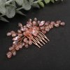Denifery Crystal Bride Wedding Hair Comb Hair Accessories with Rhinestone Bridal Side Comb for Bride Women Girls (Pink)