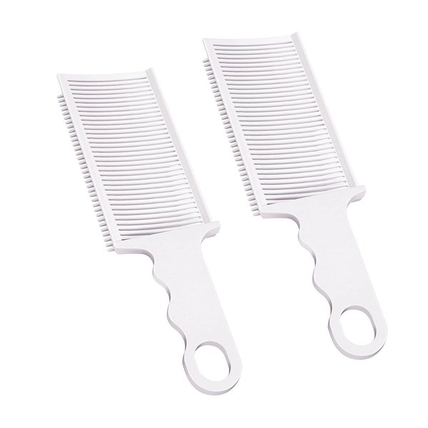 2 Pcs Barber Fade Combs, Professional Hair Cutting Comb Heat Resistant Clipper Comb Blending Flat Top Comb Curved Positioning Flat Top Comb for Salon Hairdresser Styling Tools, Flat Top Comb
