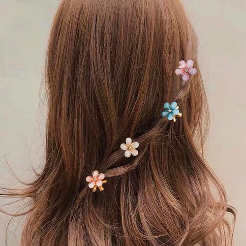 12pcs Mini Flower Hair Clips for Girls Cute Hair Clips for Girls, CUBACO Small Flower Hair Clips Crystal Mini Hair Clips Small Hair Decoration for Girls Hair Accessories for Girls