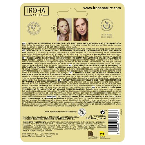 Iroha Nature - Intensive Tissue Mask - Antioxidant Vitamin C + Hyaluronic Acid, BRIGHTENING Sheet Mask