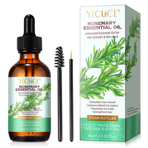 Rosmeary 100% Pure Organic Rosemary Essential Oil - Nourishes Scalp, Stimulates Hair Growth, 2fl oz