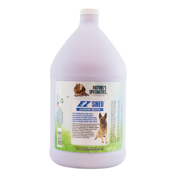 Nature's Specialties EZ Shed Ultra Concentrated Dog Conditioner for Pets, Makes up to 24 Gallons, Natural Choice for Professional Groomers, Deshedding Solution, Made in USA, 1 gal