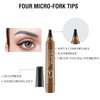 Magic Eyebrow Pencil, Microblading Eyebrow Pencil Contouring Pen, 4 Tipped Precise Brow Pen, Fine Stroke Microblading Eyebrow Pencil Natural (Dark Brown*2)