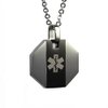 My Identity Doctor - Medical Alert Necklace with Pendant - Custom Engraving for Diabetes Warfarin Dialysis Stroke Pacemakers - Black Stripe 22in -56cm Chain