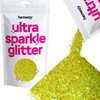 Hemway Ultra Sparkle Glitter - Multi-Size Chunky Fine Cosmetic Glitter Mix for Body Face Hair Eye Nail Art Festival, Crafts for Tumbler Resin Decorations - Fluorescent Yellow - 100g / 3.5oz