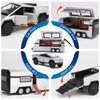 NQD Cyber Truck Toy with RV & Motorcycle, 3-in-1 Alloy Diecast Pull-Back Toy Truck Pickup Truck Trailer with Sound and Light, Ideal Gift for Boys Kids Age for 3 Year and Up
