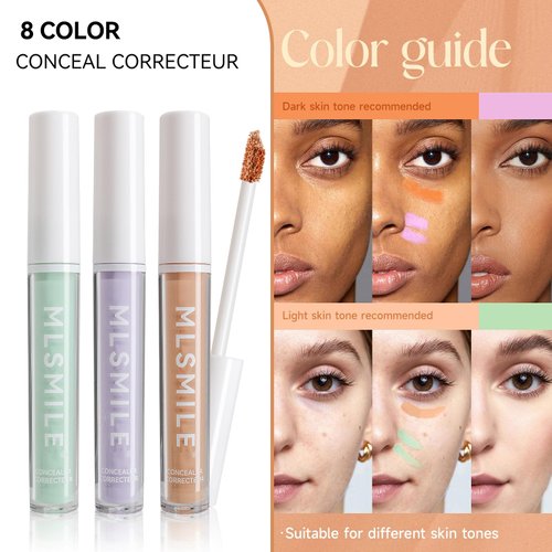Easilydays Color Liquid Conceal Contour Foundation, Waterproof 8 Colors Cream Lightweight Liquid Concealer Contour Makeup for Concealing Blemishes, Brighten Dark Circles, Improves Uneven Skin Tone, 06