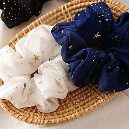 Blue Hair Band Scrunchie Cute Glitter Princess Star Adult Hair Ornament Elegant Ladies Girls Hair Accessories Easy Hair Arrangement Hair Scrunchie Popular Fashion Durable and Fashion Elastics and Ties