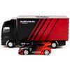 Tarmac Works Pandem Yaris RHD (Right Hand Drive) Red and Black Livery with Plastic Transporter Packaging 1/64 Diecast Model Car T64-080-ADV