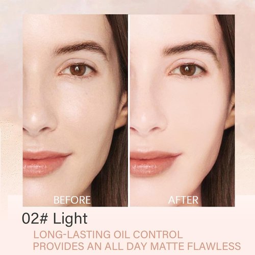 Matte Invisible Poreless Pressed Face Powder Makeup,Lightweight Breathable Vegan Setting Powder (02#Light)