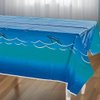 Fun Express Shark Tablecloth (1 Piece) Plastic, 54" x 108", Pool Party, Disposable Décor, Birthday Party Supplies