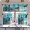 MCALK Turquoise Blackout Kitchen Curtains Tiers and Valances Set 3 Piece for Windows Grey Kitchen Window Curtains Set,Modern Abstract Art Valances for Living Room(36" Tiers Set)