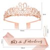 Semato 80th Birthday Decorations - 80th Birthday Tiara and 80th Birthday Sash Glitter Kit 80th Birthday Gifts for Women Happy 80th Birthday Party Supplies and Favors
