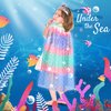 Fedio Princess Cape Set 7 Pieces Girls Princess Cloak with Tiara Crown, Wand for Little Girls Dress up (Mermaid)