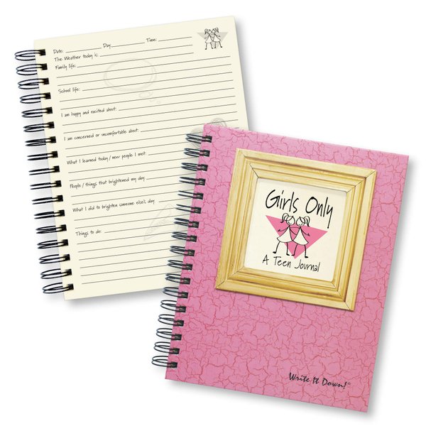 Write it Down series by Journals Unlimited, Guided Journal, Girls Only Journal, Full-size 7.5"x 9", Pink Hard Cover, Made in USA